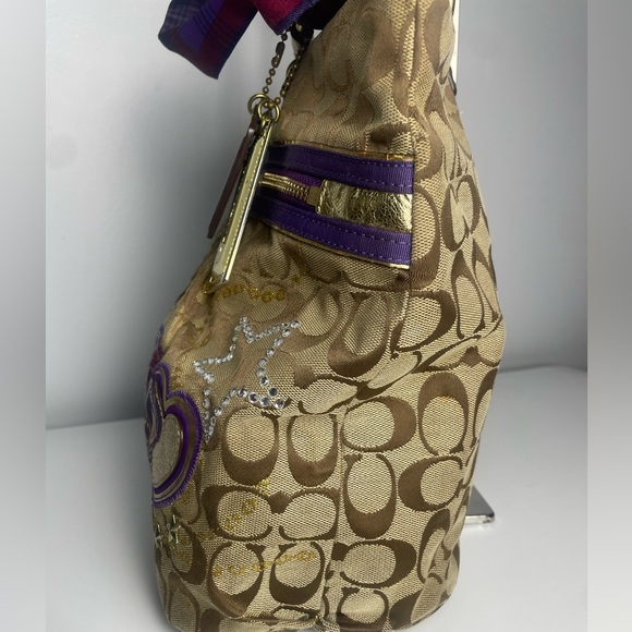 Rare Coach Poppy Signature Applique Tartan Glam Tote - Picture 5 of 16